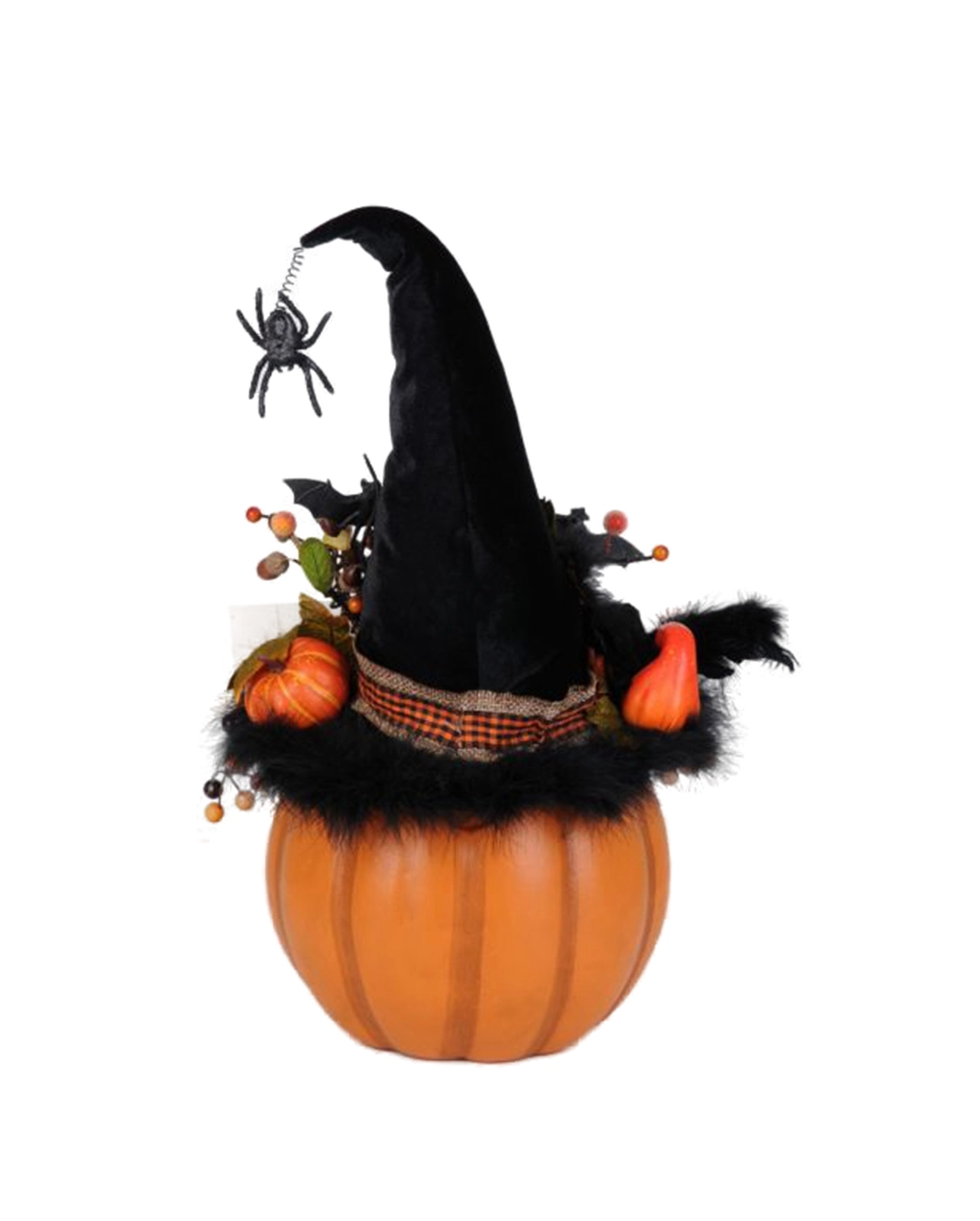 Halloween Kürbis Mit Hexenhut & LED Beleuchtung 56cm 2 Halloween Kürbis Mit Hexenhut & LED Beleuchtung 56cm – Bild 2