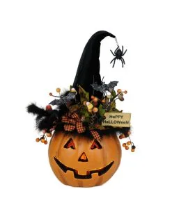 Halloween Kürbis Mit Hexenhut & LED Beleuchtung 56cm 6 Halloween Kürbis Mit Hexenhut & LED Beleuchtung 56cm -GruselZauber Verkäufe beleuchteter halloween kuerbis mit elegantem hexenhut light up halloween pumpkin with witch hat 54761 03