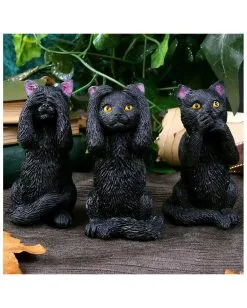 Drei Weise Schwarze Katzen -GruselZauber Verkäufe drei weise schwarze katzen three wise felines cat figures 39524 05