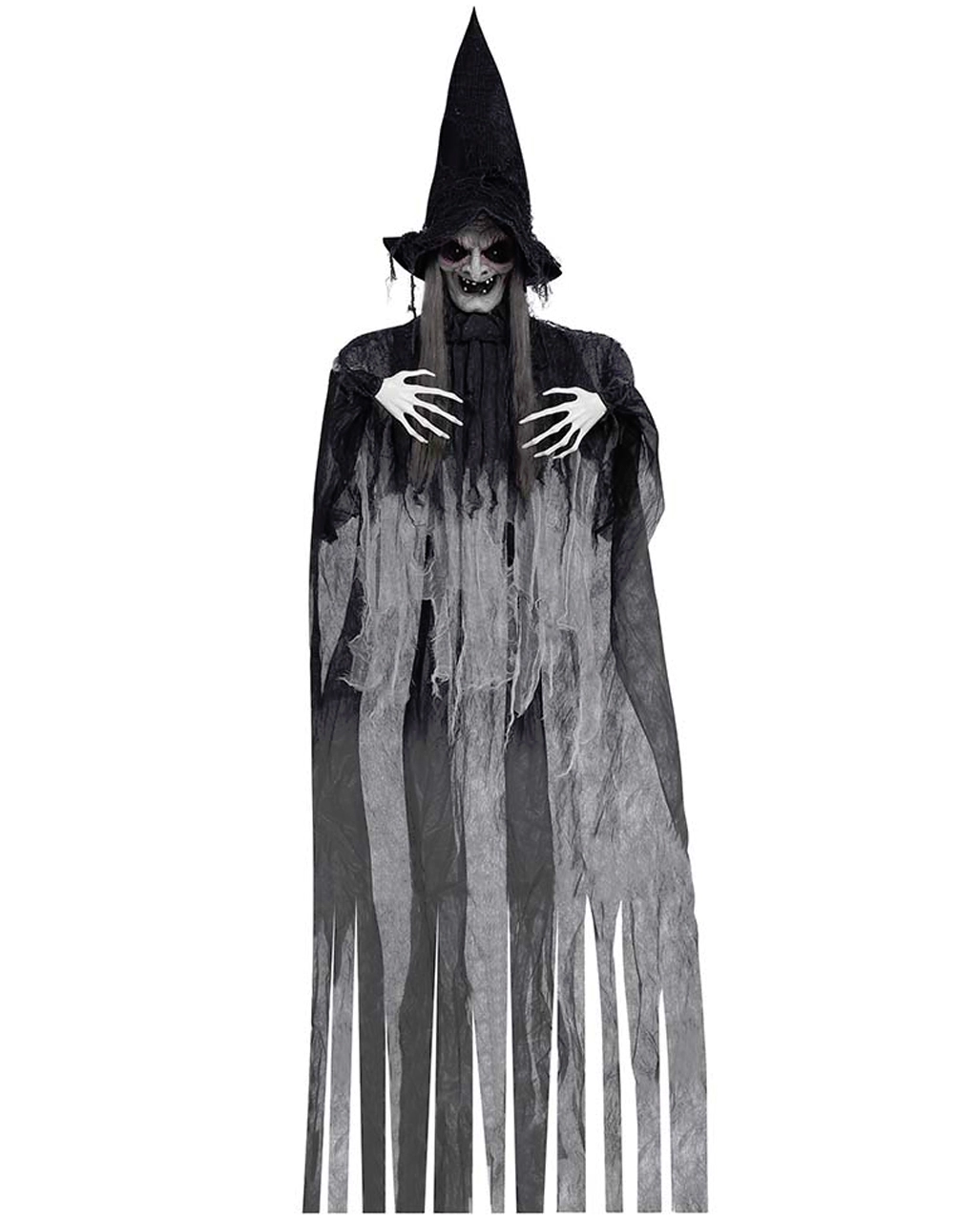 Böse Hexe Hängefigur Grau 180cm 1 Böse Hexe Hängefigur Grau 180cm