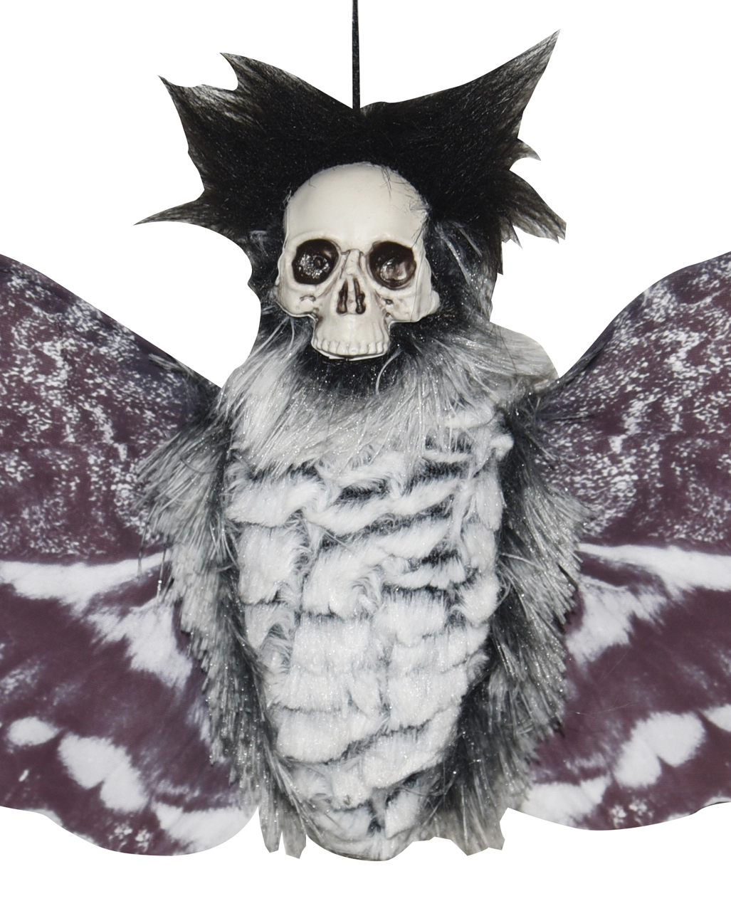 Haarige Totenschädel Motte Als Hängefigur 55cm 2 Haarige Totenschädel Motte Als Hängefigur 55cm – Bild 2