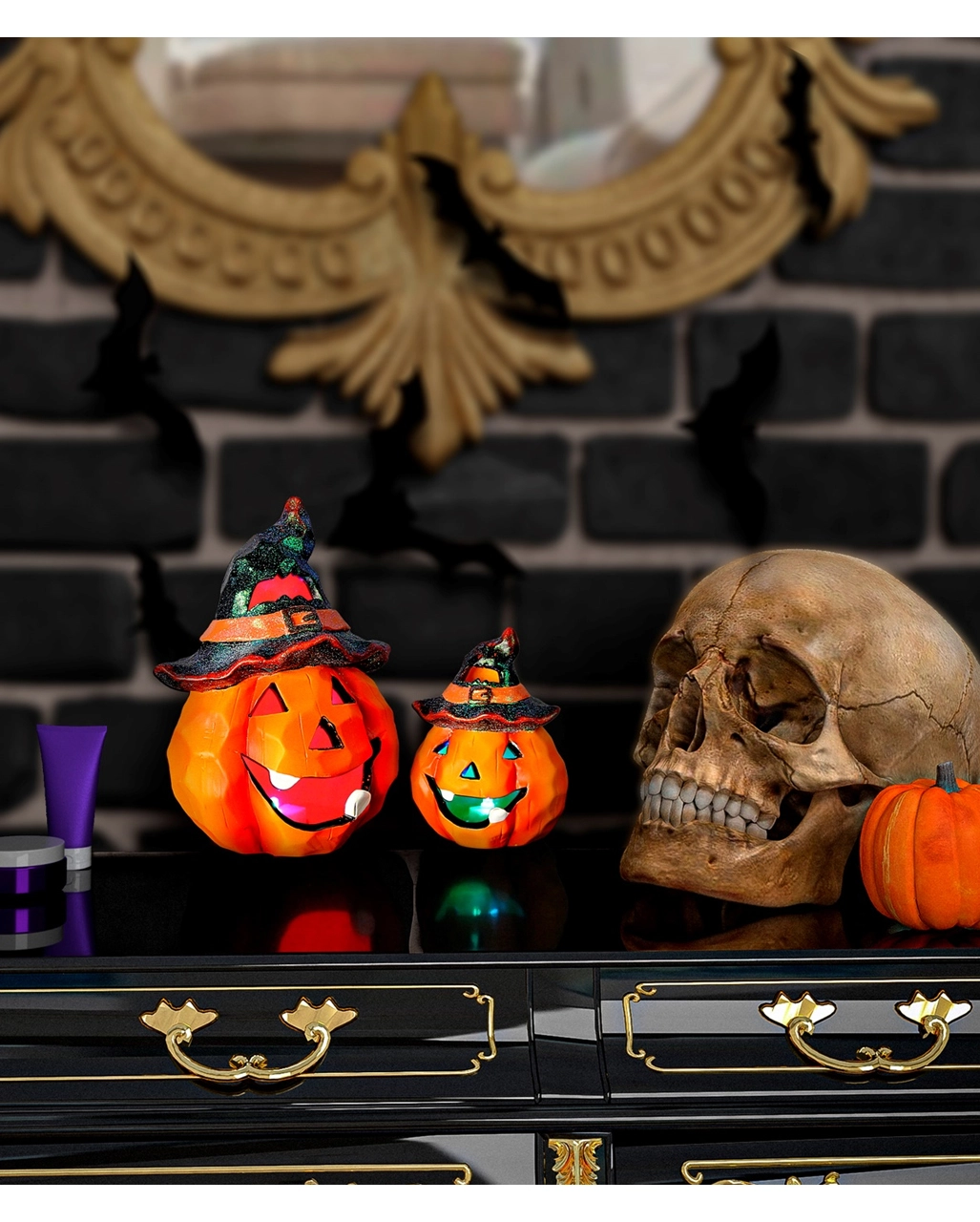 Halloween Kürbis Keramik Mit LED 12x9cm 2 Halloween Kürbis Keramik Mit LED 12x9cm – Bild 2