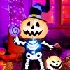 Aufblasbares Leuchtendes Halloween Kürbis Skelett 180 Cm