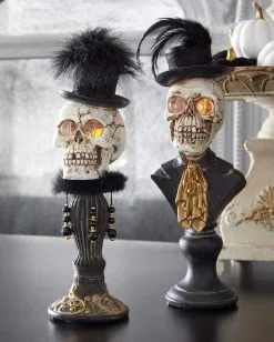 Mrs. Skelett Halloween Büste Mit LED Augen 42cm -GruselZauber Verkäufe skelett lady bueste mit led augen 42cm elegante halloween deko und wohnungsaccessoires gothic lady skeleton bust with led eyes 54719 3