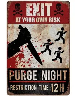 Purge Night Warnschild 24x36 Cm