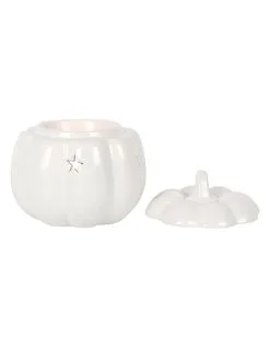 Weiße Halloween Kürbis Duftlampe 7 Weiße Halloween Kürbis Duftlampe -GruselZauber Verkäufe weisse jack o lantern kuerbis duftlampe white jack o lantern pumpkin oil burner halloween tischdeko 53767 03