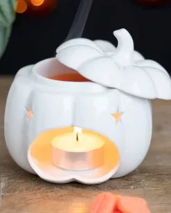 Weiße Halloween Kürbis Duftlampe 8 Weiße Halloween Kürbis Duftlampe -GruselZauber Verkäufe weisse jack o lantern kuerbis duftlampe white jack o lantern pumpkin oil burner halloween tischdeko 53767 04